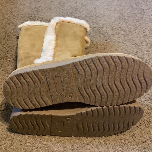 Genuine suede Fox fur lining size 10 furry brown boots - Picture 4 of 6